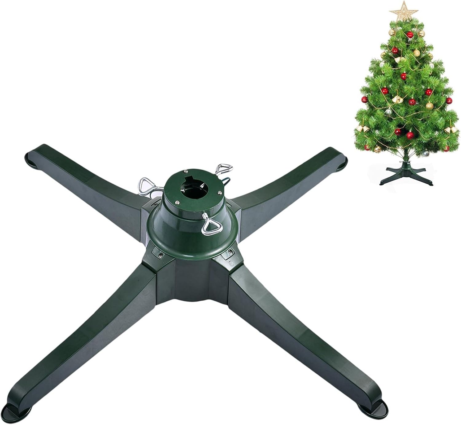Tree Stands - wowspeed Christmas Tree Stand, 360-degree Rotating Tree Stand, Heavy Duty Stable Turntable Stand, Adjustable Spinning Christmas Tree Stand with Pole Adapters for Artificial Trees Up to 9.8ft
