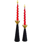 Rely+ Black & Gold Taper Candle Holders Set of 2 – Modern Metal Candlestick Holders for Dining Table Centerpiece, Home Décor, Wedding & Party Decorations