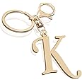 Cute Stainless Steel Gold Initial Letter Keychain for Women Girl, Charms for Key Handbag Backpack Bag, Personalized Gift