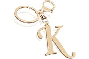 SUWEIBUKE Cute Stainless Steel Gold Initial Letter Keychain for Women Girl, Charms for Key Handbag Backpack Bag, Personalized Gift