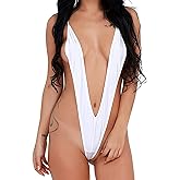 DRHOM Women One-Piece Swimsuit Swimwear Halter Thong Teddy G String Monokini Micro Bikini Bodysuit