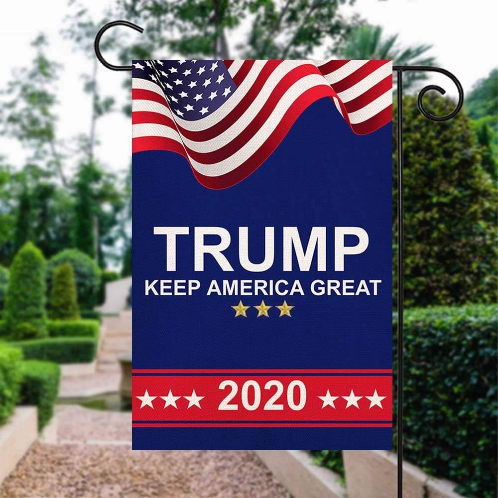 Homissor Donald Trump 2020 Garden Flags- Keep America Great Again Double Sided Yard Flag Banner Lawn Outdoor Decoration Election Day 12.5x18 Inch : Garden & Outdoor