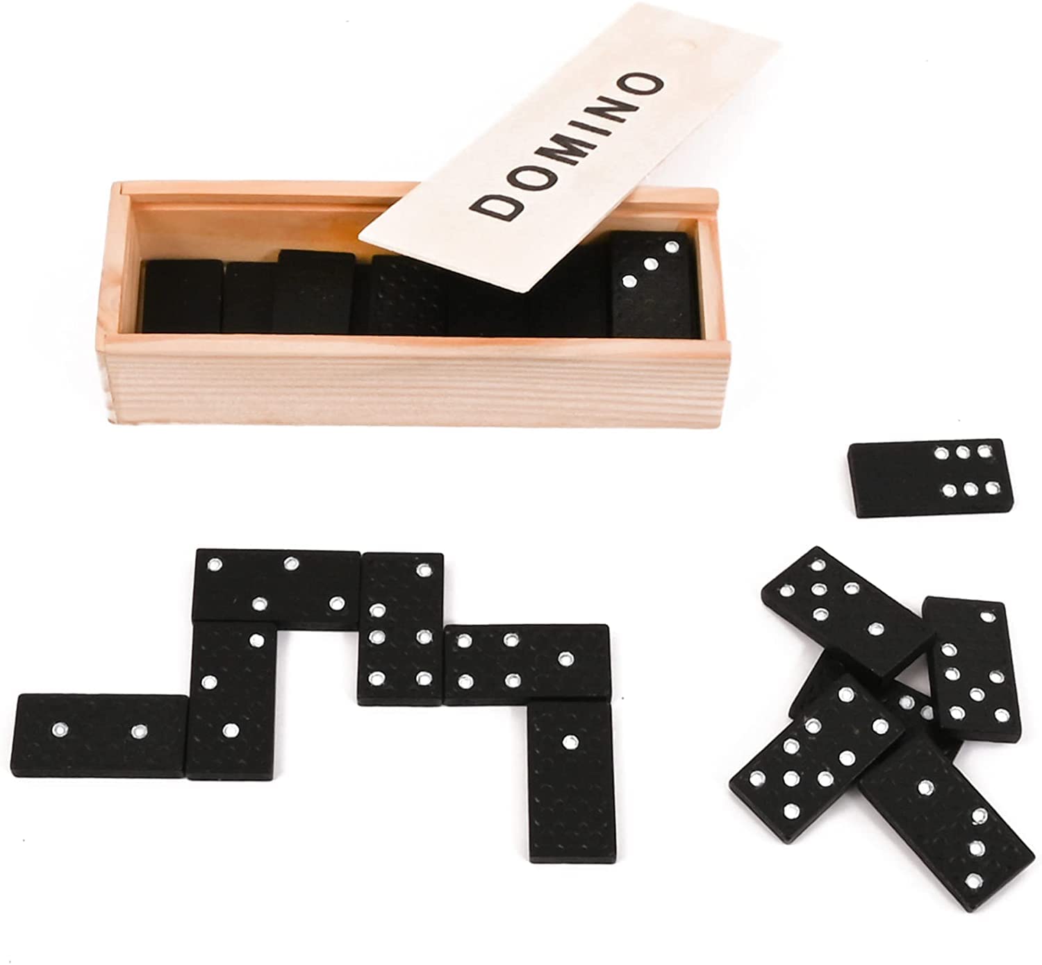 KandyToys M.Y 6" Double-Six Dominoes in Wooden Retro Gift Box