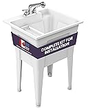Utility Sink with Two-Handle Chrome Plastic Faucet