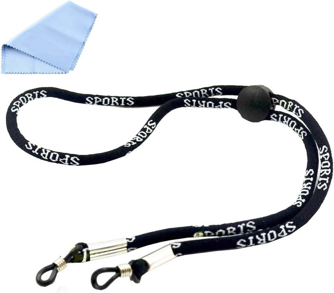 SEVICAT Outdoor Sports Anti-Slip Eyeglasses Clip Strap Holder, Adjustable and Elastic Eyewear Sunglasses Retainer with Push Button Buckle and Flexible Sport Band