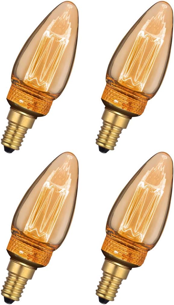 greenandco 4X Decorative LED Vintage Light Bulb, E14 C35 Amber, 4 Count (Pack of 1) - Image 3
