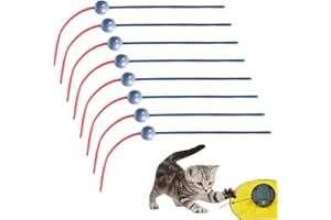 8Pcs Cat Wand Replacement Toys for Interactive Motorized Kitten Toy, Plastic Cat Teaser Wand Refill Indoor Kitten Play & Exer