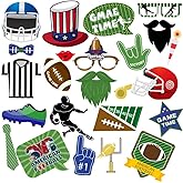 25 Pcs Football Photo Booth Props Kit Super Bowl Game Day Decorations Sport Game Day Party Supplies Decorations