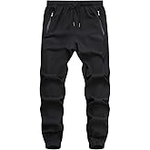 Muaney Men's Casual Workout Athletic Pants Elastic Waist Jogging Running Pants for Men with Zipper Pockets