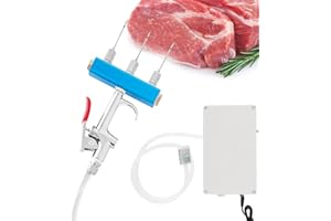MXBAOHENG Electric Meat Injector Gun Pump with Hose, Stainless Steel Electric Marinade Injector 50W Meat Syringe Single Gun with 10 Needles for Roast Turkey, Pork, Beef (Three Needle)