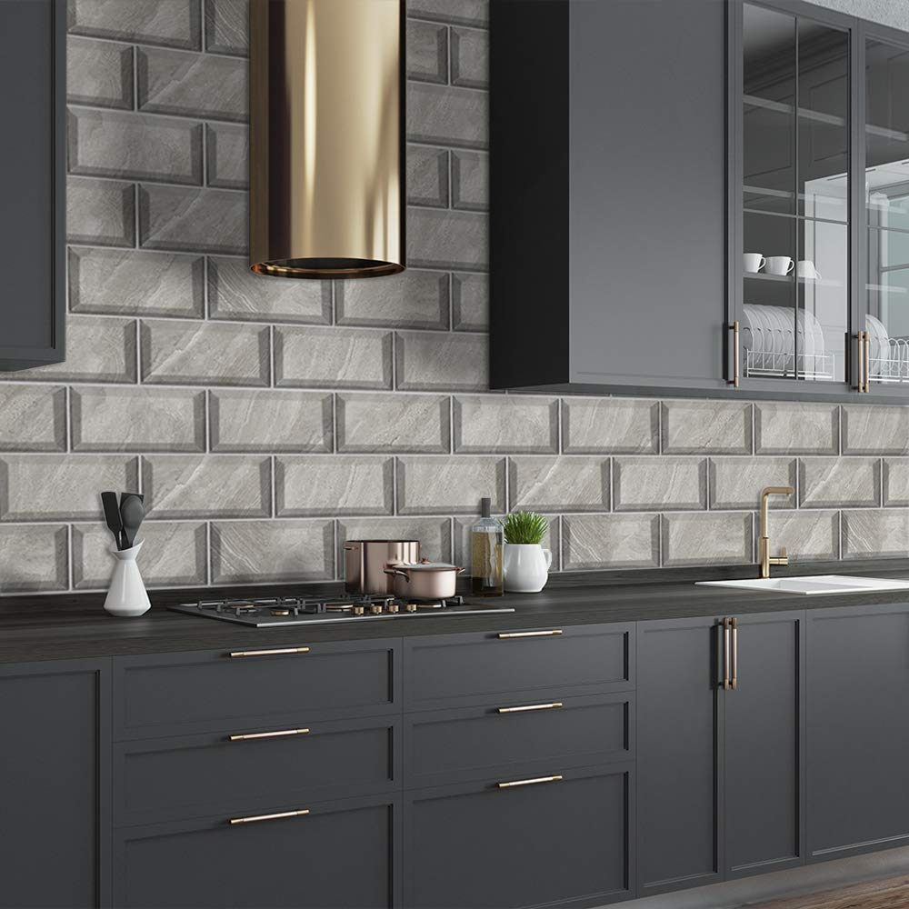 Marble Effect Wall Tile Transfers Sticker for Home Decor, Peel & Stick self-Adhesive splashback, Tile Decals for Living Room Kitchen Bathroom Decor, 27 Pieces