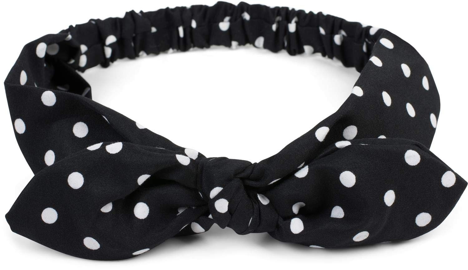 styleBREAKER women hairband with polka dots pattern, flexible bow and elastic, hairband, headband, pin-up, rockabilly 04026036, Colour:Black — image 1