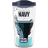 Tervis Navy Carrier Made in USA Double Walled Insulated Tumbler Travel Cup Keeps Drinks Cold & Hot, 16oz, Classic