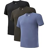 DAVID ARCHY Men's Undershirts Quickly-Dry T-Shirt, Stretch and Moisture-Wicking Crewneck/V-Neck Tees 3 Pack