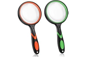 Magnifying Glass, 10x Large Handheld Magnifying Glasses, 3 Inch Magnifying Glass Lens with Non-Slip Rubber Handle for Reading