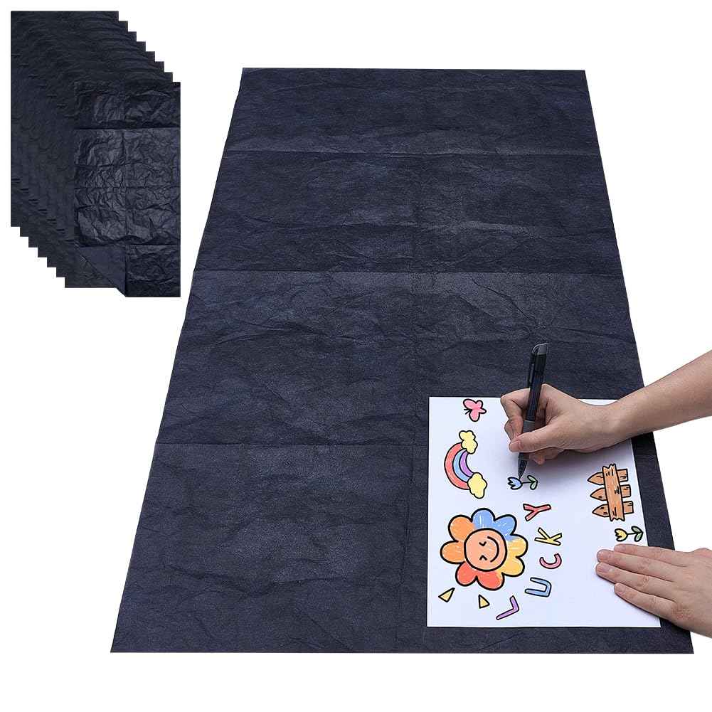 NBEADS 8 Sheets Large Carbon Paper for Tracing, 105x51cm Black Graphite Transfer Paper Waxed Carbon Tracing Paper for Wood Paper Canvas Woodworking Patterns Fabric Sketch Drawing