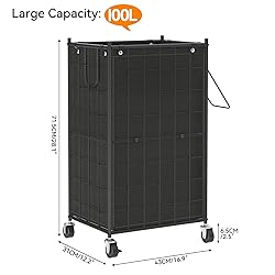 WOWLIVE Laundry Hamper with Wheels,Metal Wire Frame