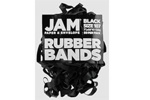 JAM PAPER Durable Rubber Bands - Size 107 - Black Multi-Purpose Rubberbands - 50/Pack