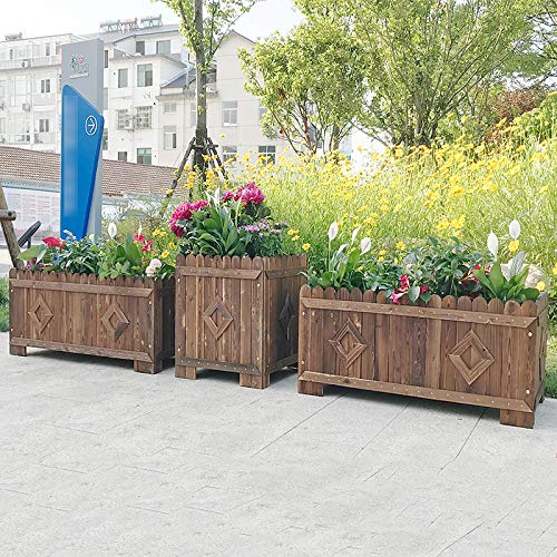 PLHMS Rustikal Planter Box, Raised Garden Bed Pflanzkästen aus Holz Pflanze wächst Blumentopf, Kräutergarten Erhöht Bett… – Bild 7