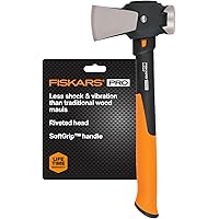 Fiskars Pro IsoCore Maul - 2.5-Pound Wood Splitter for Small Size Logs and Kindling with Shock-Absorbing Handle - Black/Orang