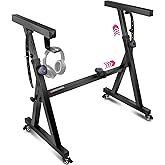 Liquid Stands Keyboard Stand w/ Wheels - Black Z Style Adjustable & Portable Professional Heavy Duty Digital Piano Stand - Fi
