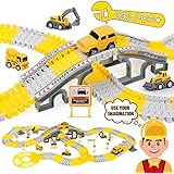 iHaHa Construction Race Track Toys, 236 PCS Construction Toy Engineering Trucks and 200 Flexible Tracks Playset for 3 4 5 6 7 Year Boy and Girls Gift