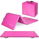BalanceFrom 6x2 Feet 3-Panel Folding Gymnastics Mat &ndash; 2-Inch Thick Pad with Vinyl Surface and Carrying Handles for Tumbling, Yoga, Pilates, Home Workouts, and Martial Arts