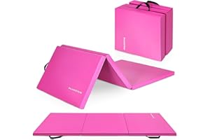 BalanceFrom 6x2 Feet 3-Panel Folding Gymnastics Mat – 2-Inch Thick Pad with Vinyl Surface and Carrying Handles for Tumbling, Yoga, Pilates, Home Workouts, and Martial Arts
