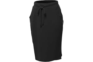 A2Y Women's Elastic Waist Self Tie Tulip Hem Side Pocket Skirt
