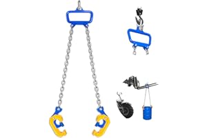 YATOINTO 1Ton Drum Lifter Clamp with G80 Chains | Barrel Lifting Tool for 30-55 Gallon Steel & Plastic Drums | Spring-Loaded Locking Hooks | Forklift & Crane Compatible