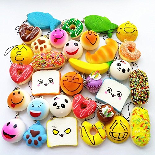 AOBOR Jumbo Medium Mini Soft Squishy Cake/Panda/Bread/Buns Phone Straps (10pcs) - Thumbnail 6