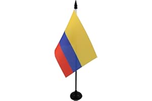 AZ FLAG - Colombia Table Flag 15x10 Cm - Colombian Office Flag 100% Polyester 4'' x 6'' - Mini Desk Flag with 25 Cm Pole and 