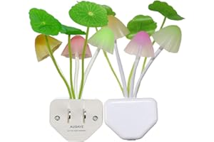 AUSAYE 2 Pack Sensor Led Night Light Plug-in Wall Lamp Color Changing Mushroom Night Light for Kids Adults NightLight Bedroom,Bathroom,Toilet, Stairs, Kitchen