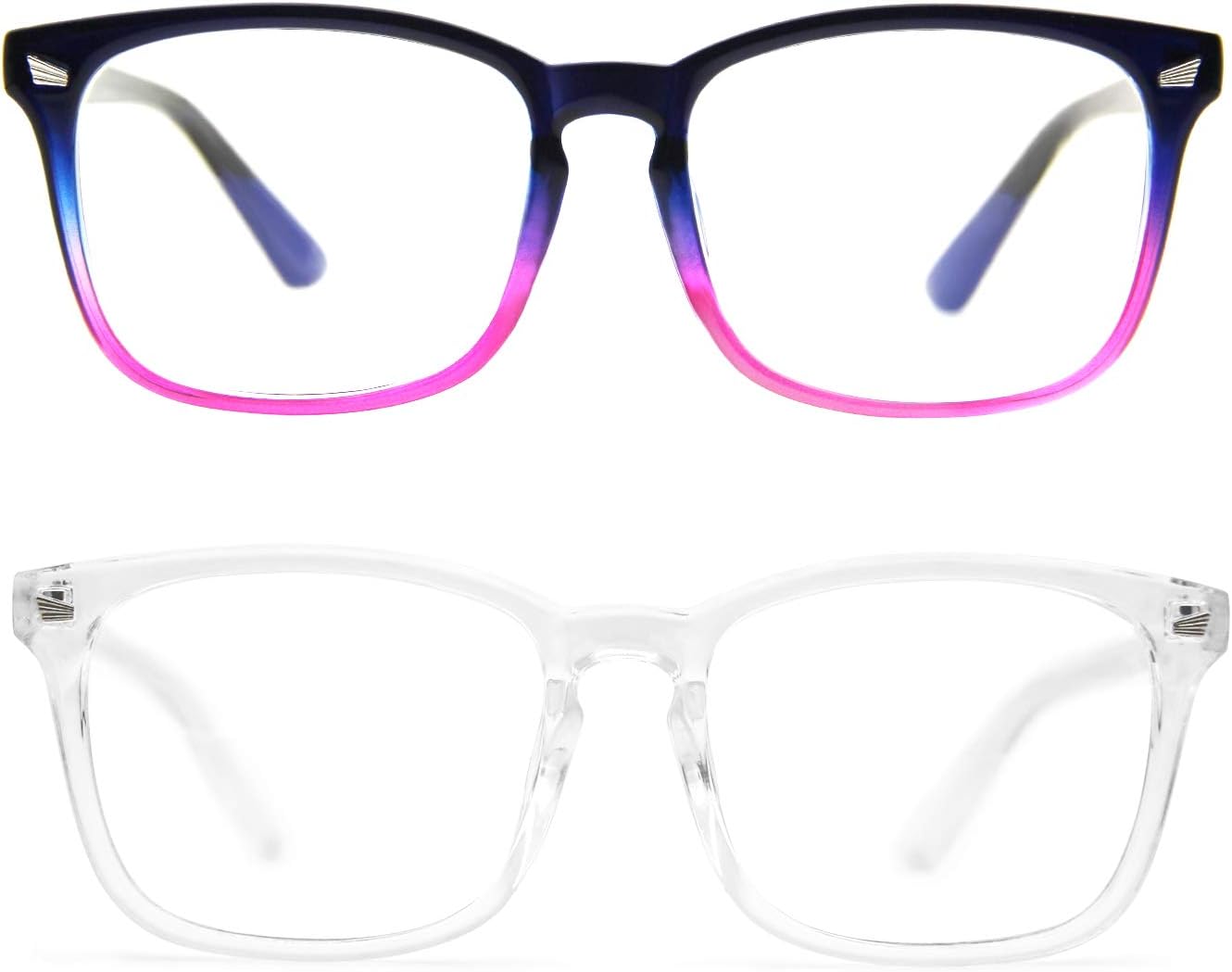 IFHTech Blue Light Blocking Glasses, Anti Eye Strain Headache (Sleep Better),Computer Reading Glasses UV400 Transparent Lens
