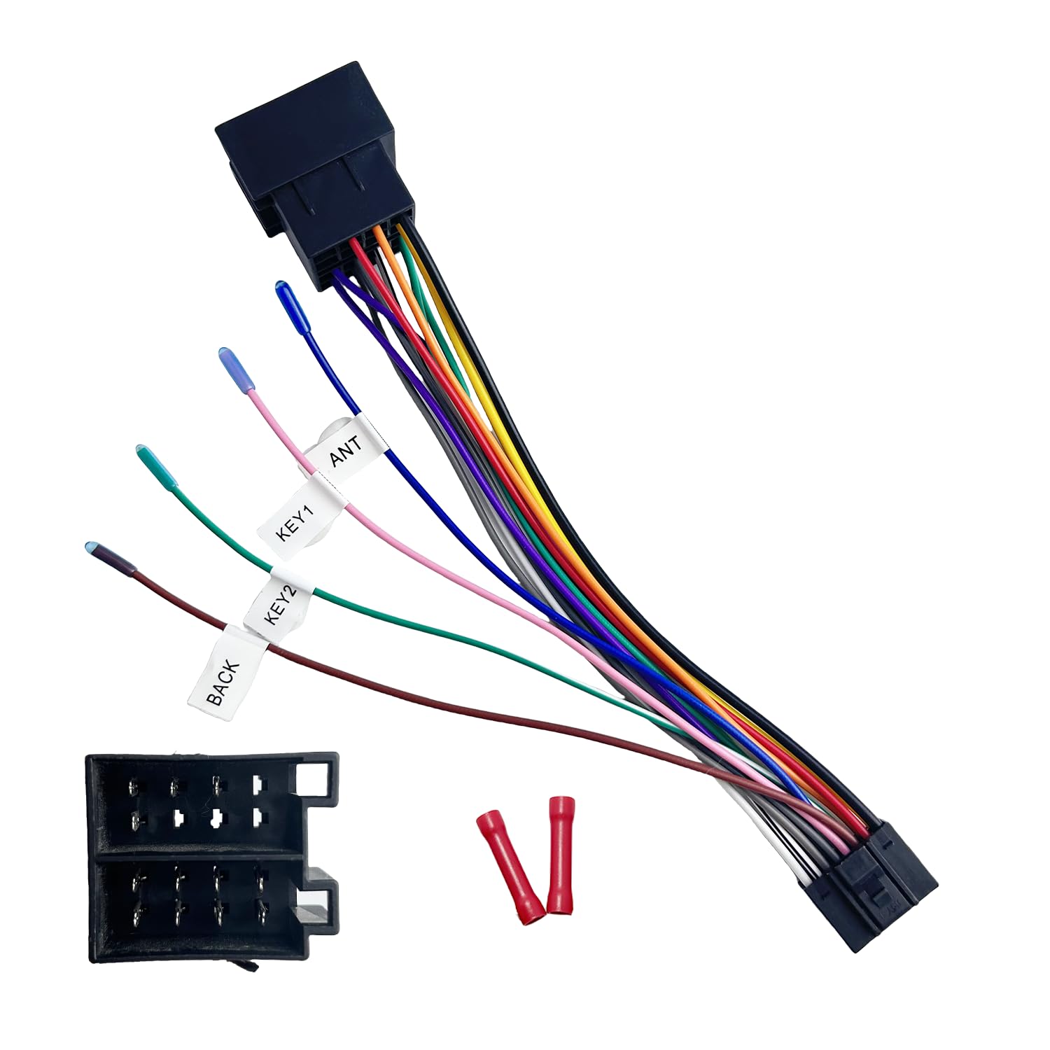 Photo 1 of 16Pin ISO Aftermarket Radio Harness Adapter for Volkswagen 2003-2015, 16Pin Android Car Stereo Wiring Harness with SWC Reverse for Jetta Passat CC Golf Touareg