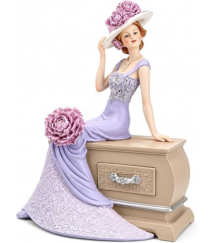 Cosmos Gifts レディ　ウォーキング　ドッグ　ポーセリン Cosmos Gifts Fine Porcelain Lady Walking Dogs, Blue, Size:5