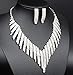 Ulike2 Shining Clear Crystal Rhinestone Silver Plated Bridal Jewelry Sets Y-shaped Necklace and Earrings