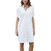 Fyralis Women's V-Neck Short Ruffle Sleeve Summer Dress with Pockets, One Size, Casual Style Shift Dress