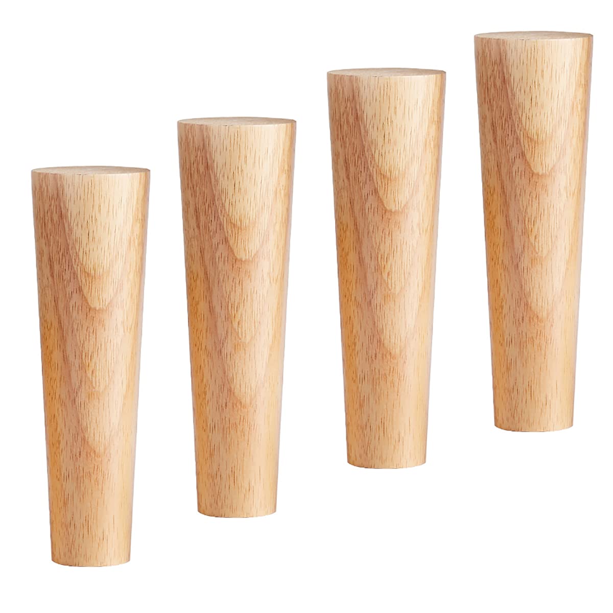 Qrity 4 PCS Wooden Furniture Legs, Straight Replacement Sofa Feet with Non-slip Mat, Screws & Mounting Plate, 20CM