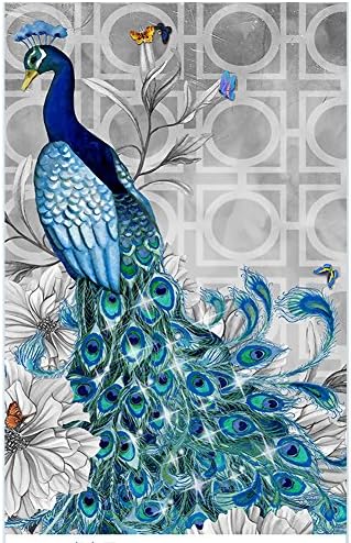 DIY Diamond Painting Blue Peacock Bird Pattern Home Decor (Facing Left)