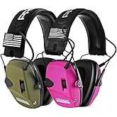 PROHEAR 2 Pack Electronic Ear Protection for Shooting with 4X Sound Amplification, Gun Range Hearing Protection Muffs, NRR 23dB Noise Reduction Headphones for Hunting, Green and Pink
