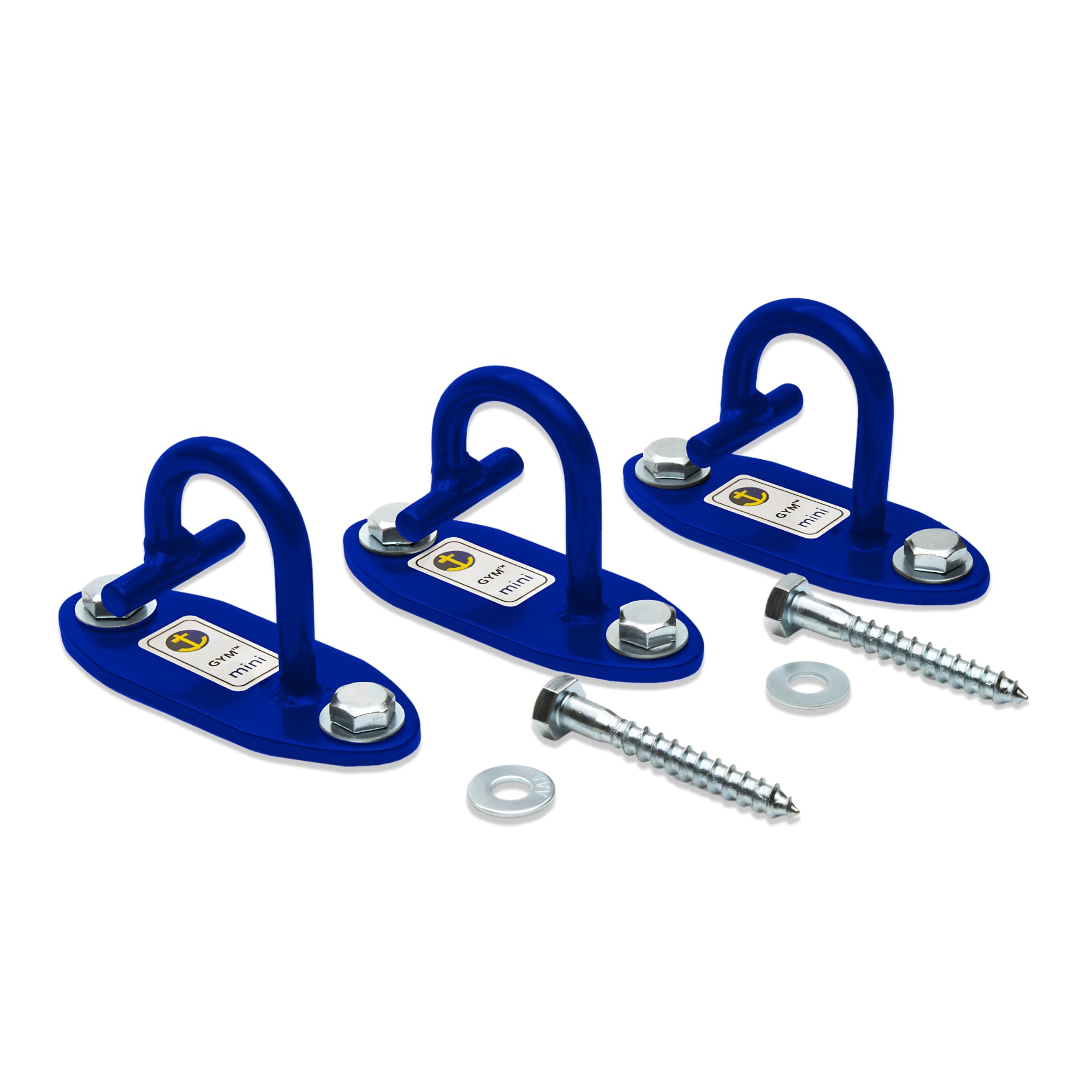 Anchor Gym Mini H1 (Set of 3) - Wall Anchors for Resistance Bands & Large Loop Bands | Resistance Bands Hook to Wall for Full Body Workouts - Blue