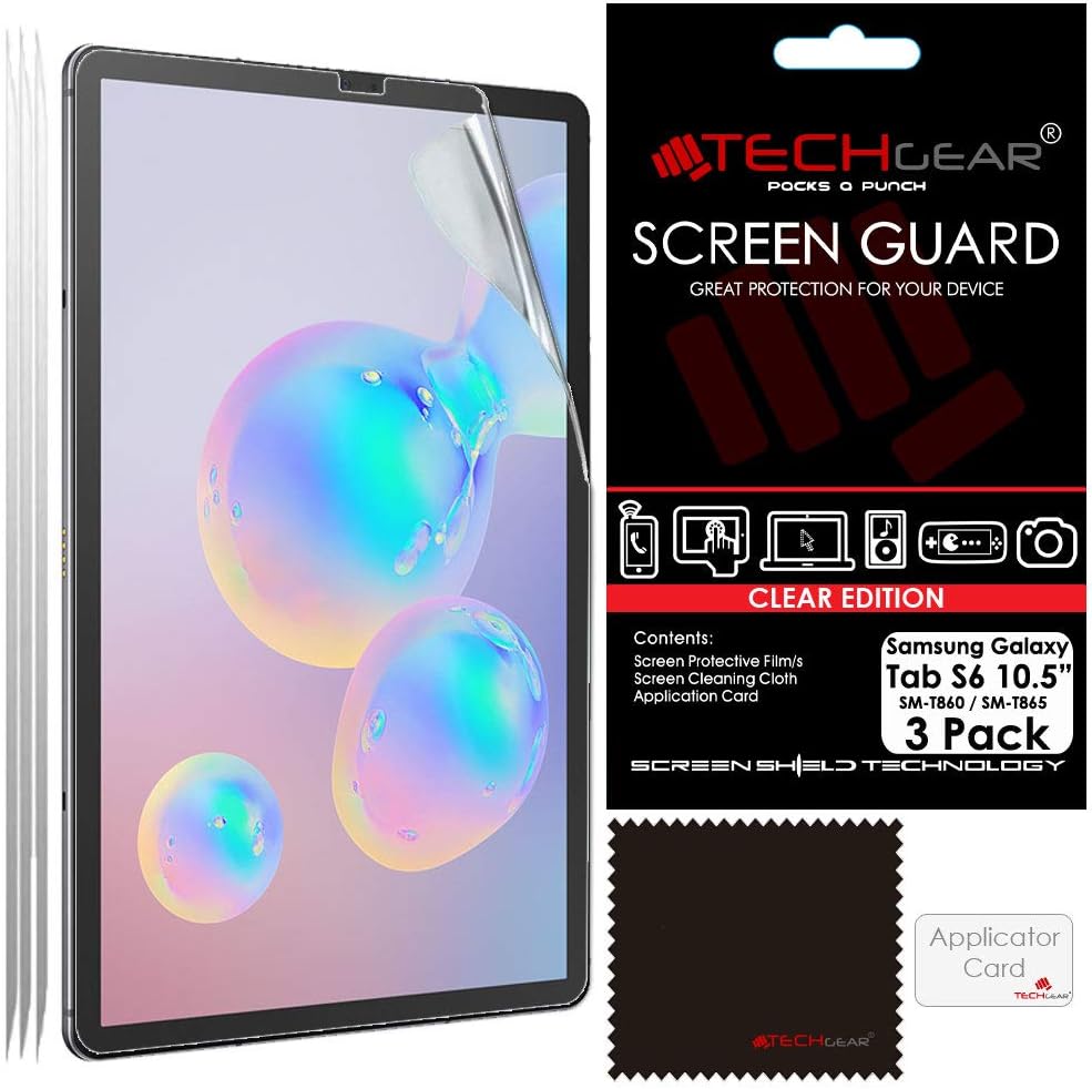 TECHGEAR 3 Pack Galaxy Tab S6 10.5" Screen Protectors (SM-T860 / SM-T865)