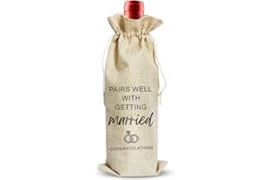 ARYDGELL Wedding Wine Bag, Engagement Gifts for Couples, Mr and Mrs Marriage Wedding Gifts, Cotton Linen Wine Gift Bag With Drawstring, Honeymoon Gifts - Getting Married