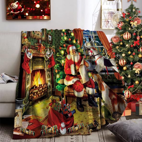UGZDEA Christmas Blanket 130x150cm, Christmas Sofa Blanket, Soft Warm Winter Fleece Christmas Blanket for Adults and Kids (B, 130x150cm)