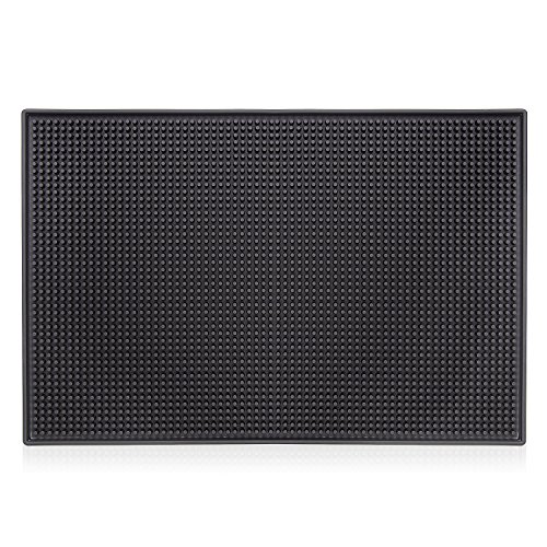 Barber Station Mat, Heavy Duty Non-slip Bar Service Mat, Black Flexible PVC Heat-Resistant Work Station Tools for Clippers Salon Styling Hair Dryers Hair Trimmers 18" x 12" x 0.4"