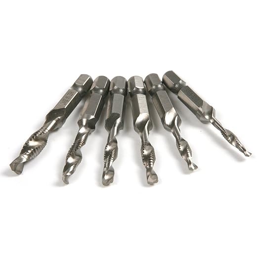 6 Piece HSS6542 M2 Steel Metric Combination Drill and Tap Countersink