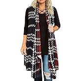 CARCOS Plus Size Cardigan for Women Solid Color/Star/Plaid/Striped Open Front Tops XL-5XL