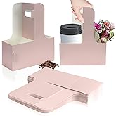 2 Cup Disposable Drink Carrier for Delivery with Handle,15 Count Pink Paperboard Cup Holder,Cup Carriers for Hot or Cold Drinks,Coffee Carrier, Food Delivery,Take Out Cup Carriers (Pink, 15 PCs)