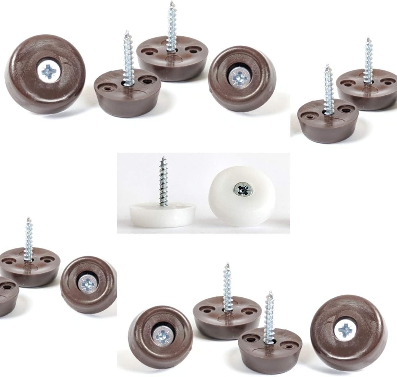 Furniture Sliders. Plastic Gliders with Screw-in System, Floor Protection for Tile Stone Vinyl Patio Decking, Made in Germany, (Brown, 25mm Diameter, Pack of 100)